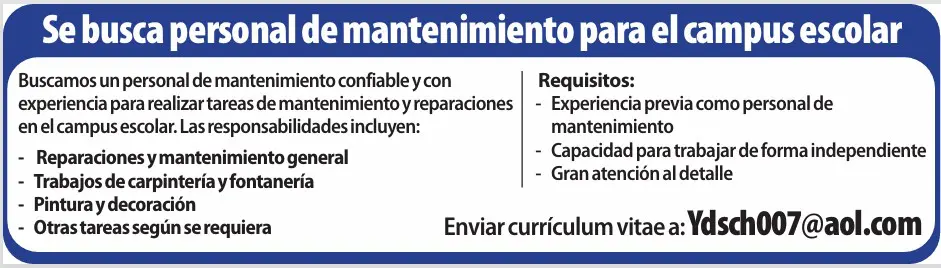 se busca personal de mantenimiento