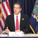 El gobernador Andrew Cuomo en conferencia de prensa con el alcalde Bill De Blasio, sobre el coronavirus.
