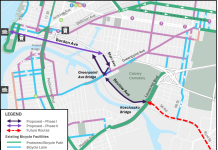 Mapa de la red ciclista en desarrollo de Blissville, en el oeste de Queens, con los proyectos de la Fase I prácticamente finalizados en 2025. Crédito NYC DOT