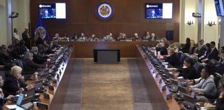 Los representantes de los estados miembros de la Organización de los Estados Americanos (OEA) asisten a una sesión extraordinaria del consejo permanente en Washington (Estados Unidos). Imagen de archivo. EFE