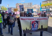 Marcha de habitantes de Washington Heights, por el Día Internacional del Trabajador. Foto Hansel Mera.