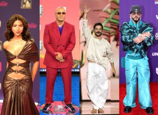 Ángela Aguilar, Wisin y Camilo en la gala Premios Juventud Los cantantes, izq-der, Ángela Aguilar, Wisin, Camilo y Yandel quienes actuarán en la primera gala en Europa de los Premios Juventud. Foto EFE